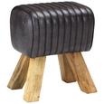Hocker aus Ziegenleder in Schwarz - Schwarz/Naturfarben, LIFESTYLE, Leder/Holz (27/46/38cm) - Premium Living Hocker aus Ziegenleder in Schwarz - Schwarz/Naturfarben, LIFESTYLE, Leder/Holz (27/46/38cm) - Premium Living