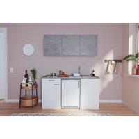 Miniküche Economy m. Geräten ca. 150cm Grau/Weiß - Alufarben/Weiß, KONVENTIONELL, Holzwerkstoff/Kunststoff (150cm) - Respekta