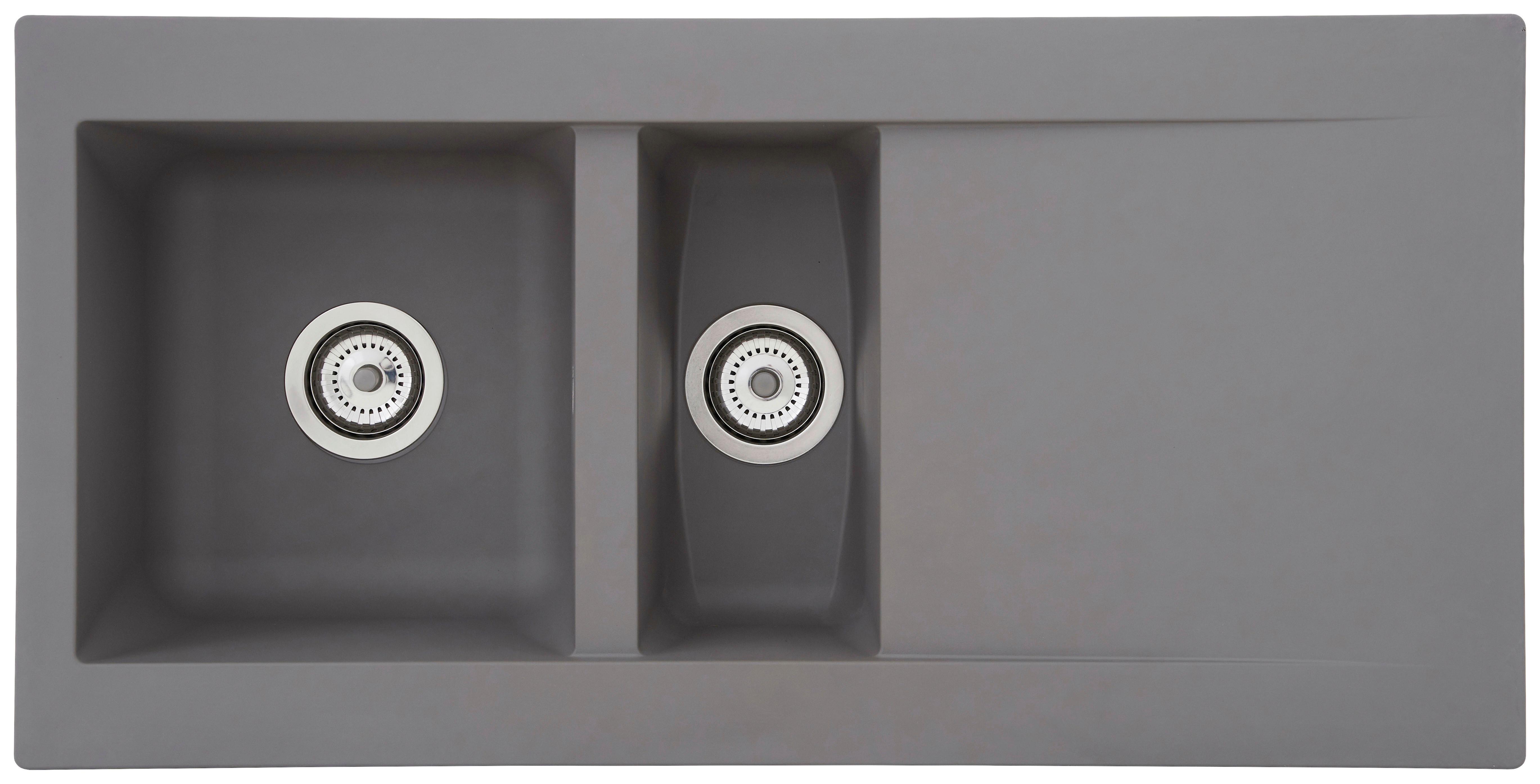 Einbauspüle Denver ca. 100x20x50 cm Grau - Grau, Trend, Glas/Kunststoff (100/20/50cm) - Respekta