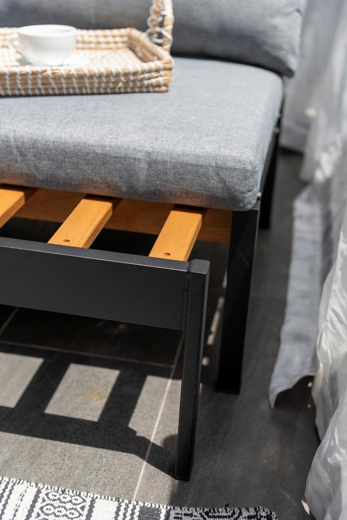 Loungesofa Emil 2 Grau/Schwarz - Hellgrau/Schwarz, MODERN, Holz/Metall (132/70,7/128cm)