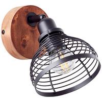 Strahler Avia Braun/Schwarz max. 40 Watt - Schwarz/Braun, Natur, Holz/Metall (20/12/17cm) - Brilliant