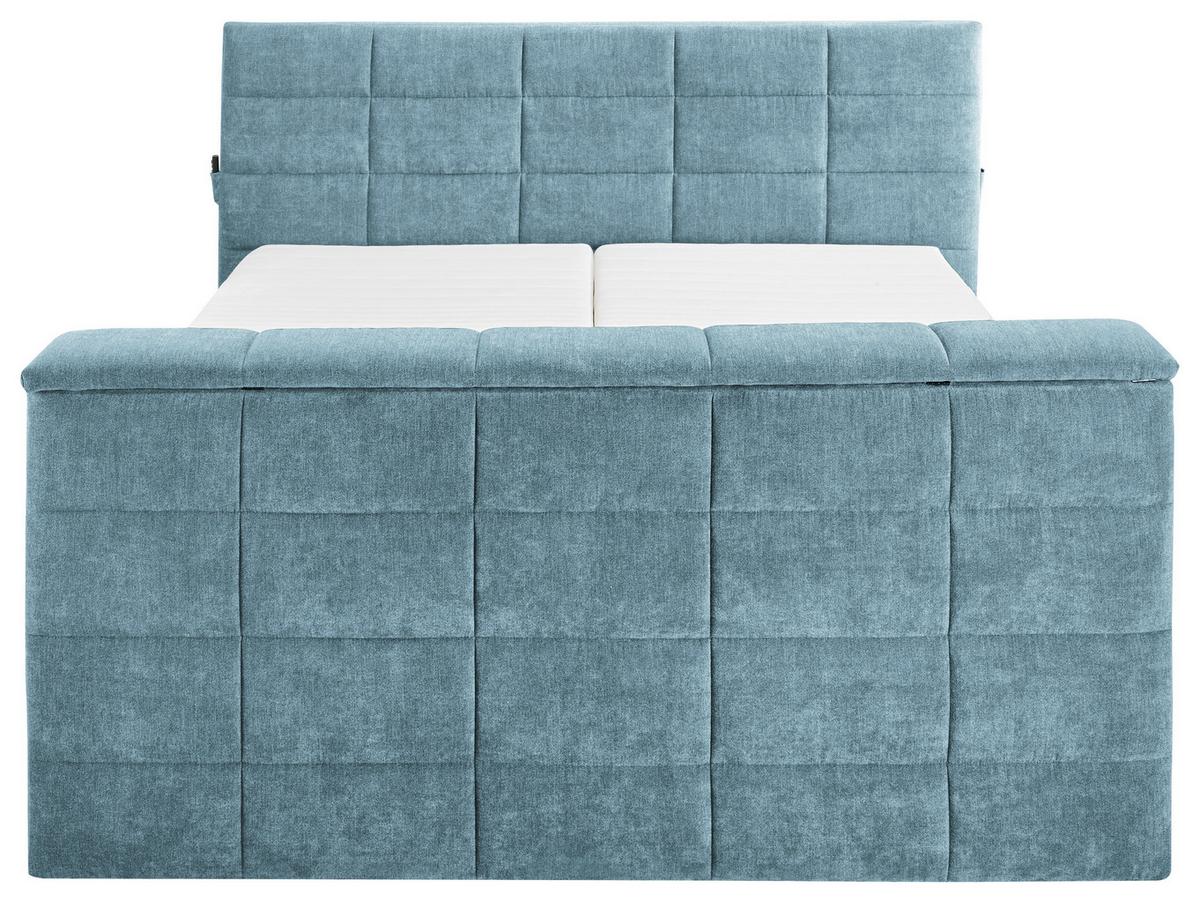 Boxspringbett Denver Blau ca. 180x200 cm mit Topper - Blau, KONVENTIONELL, Textil (180/200cm) - Carryhome