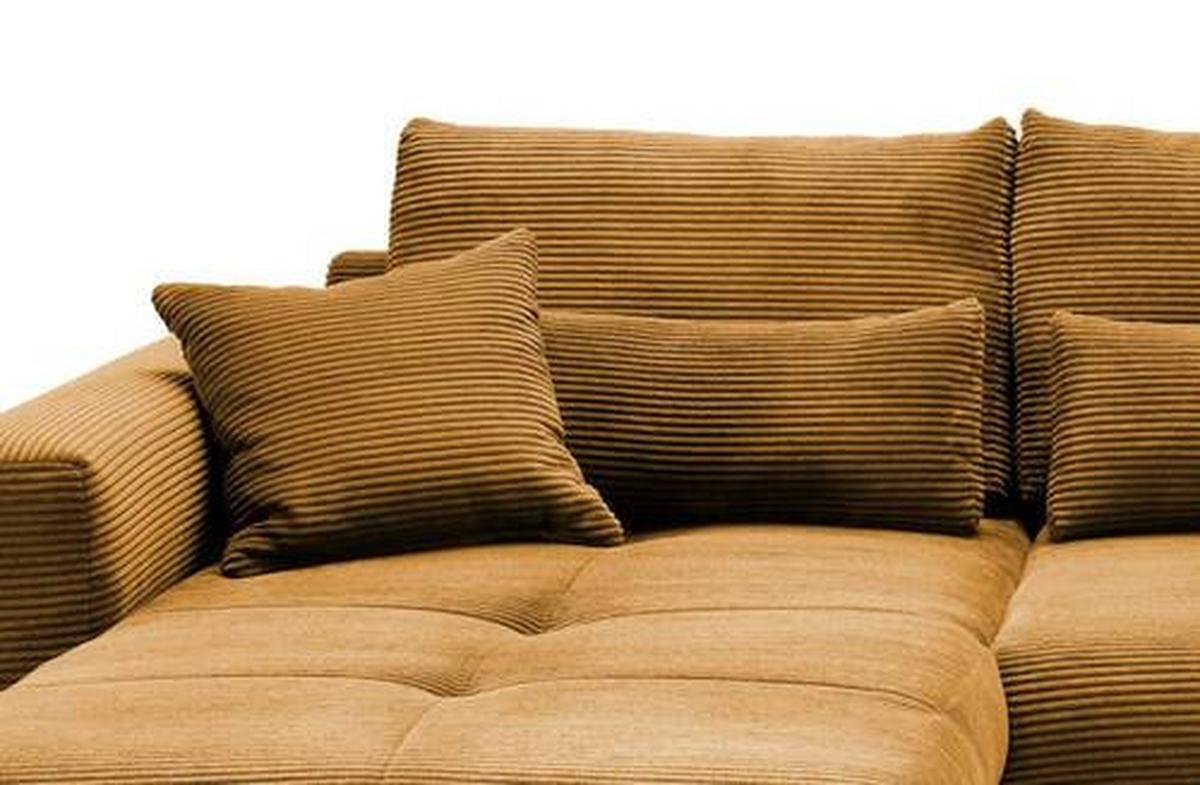Wohnlandschaft Frederico Goldfarben Cord - Goldfarben/Schwarz, MODERN, Holz/Textil (188/302cm) - MID.YOU