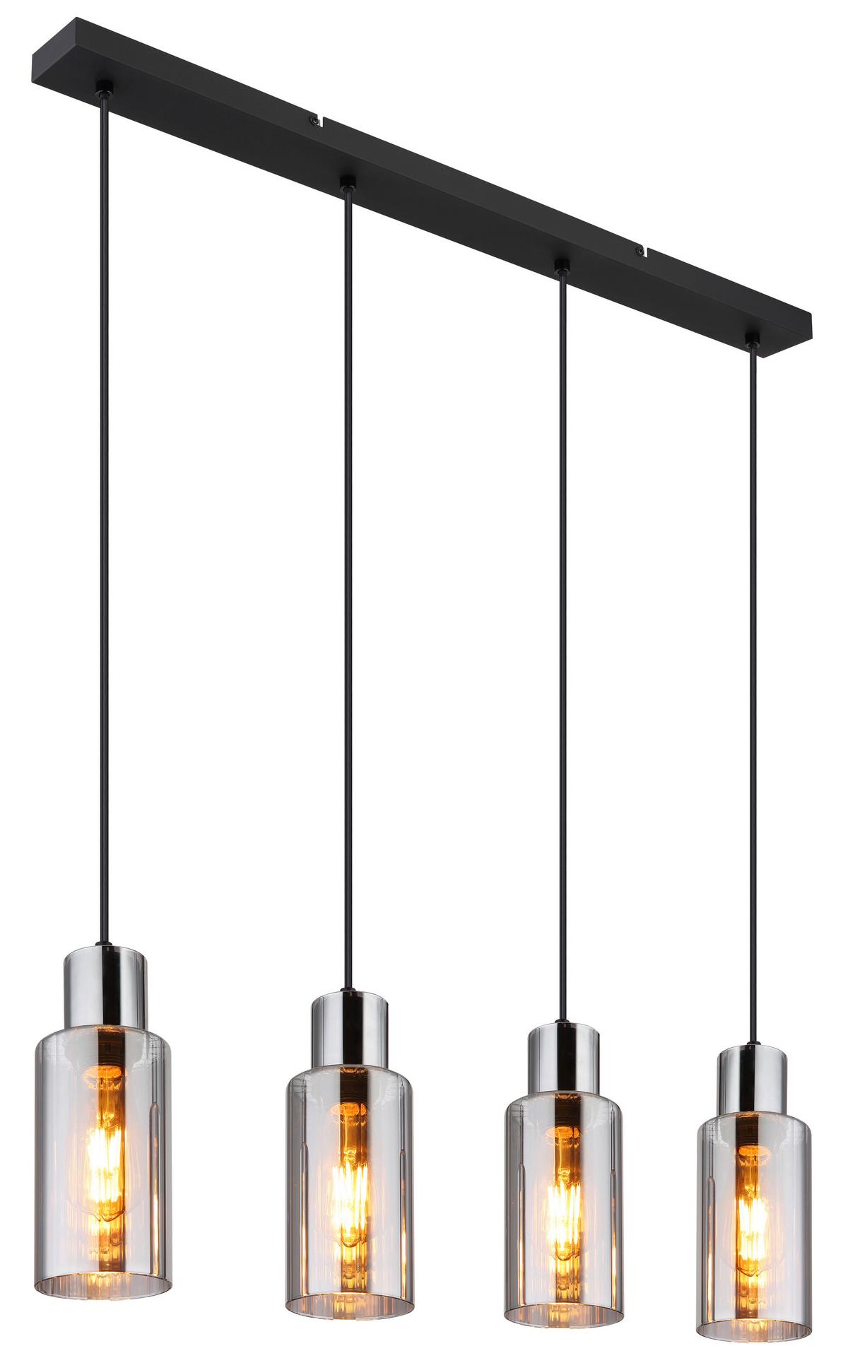 Hängeleuchte Lidaria Rauchglas max. 25 Watt - Schwarz, Basics, Glas/Metall (82/10/120cm) - Globo