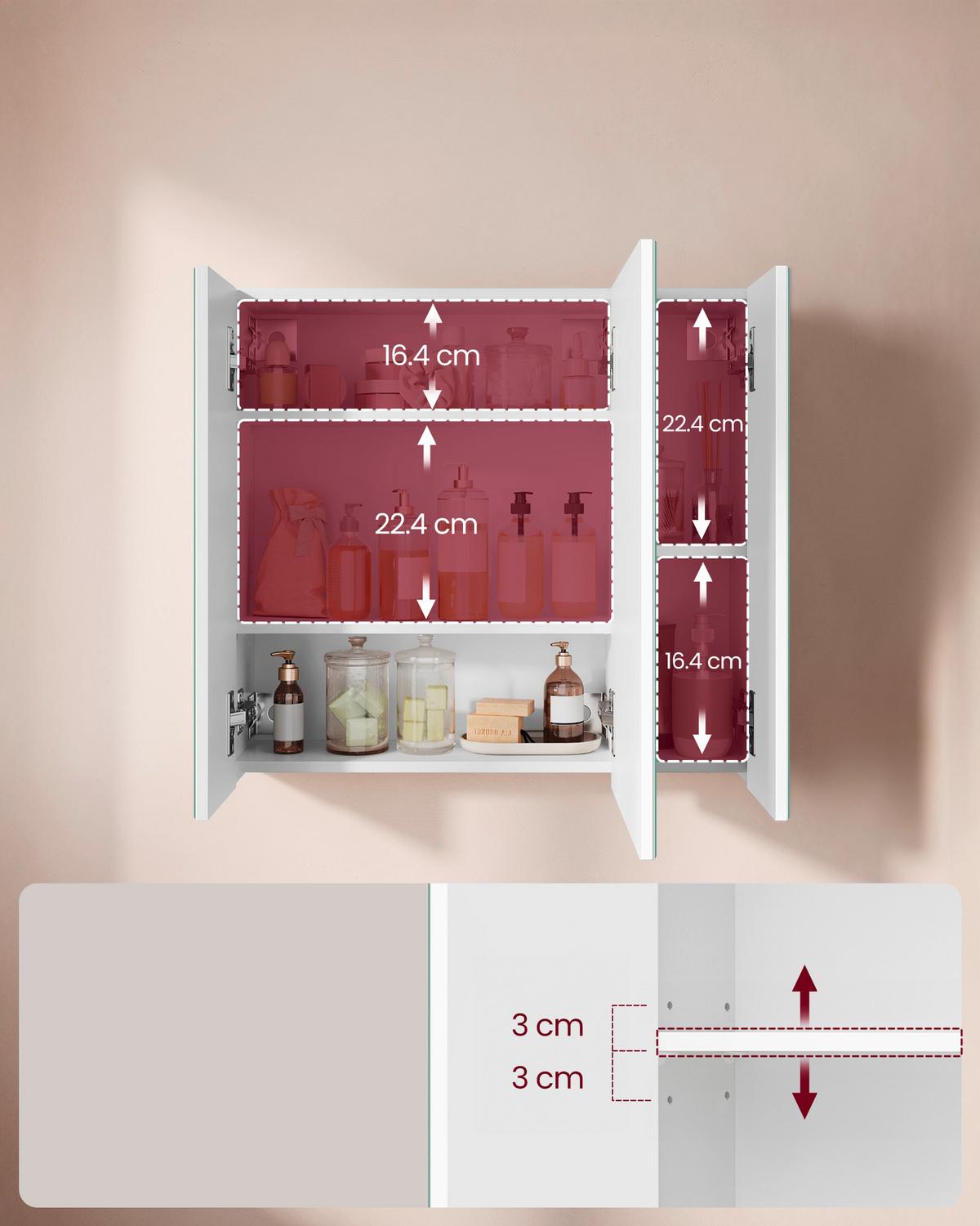 SPIEGELSCHRANK BBK22WTV1 - Trend, Glas/Holzwerkstoff (60/55/15cm) - MID.YOU
