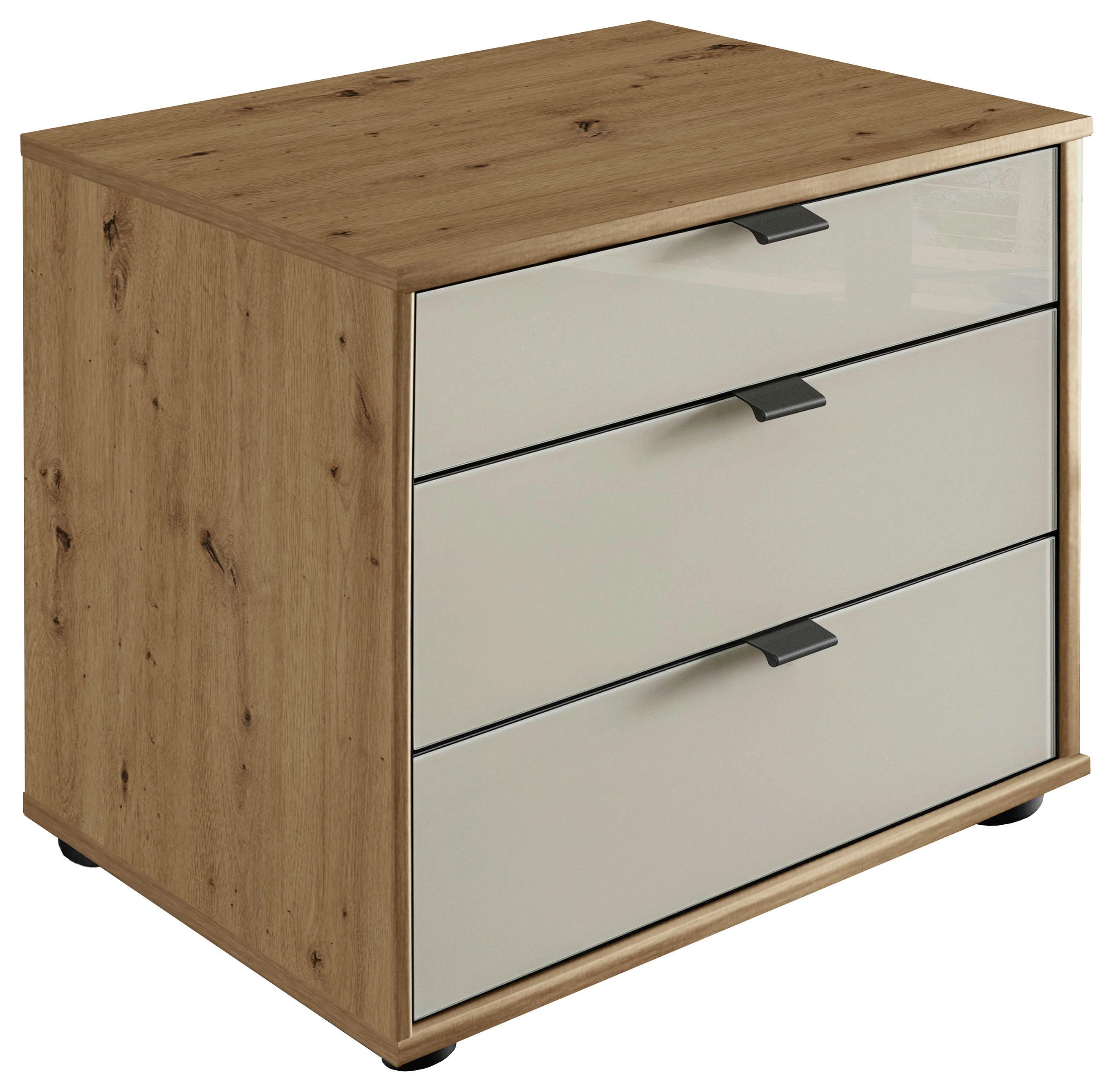 SZAFKA NOCNA QUITO - czarny/kolor łupkowy, Modern, materiał drewnopochodny/metal (60/48/43cm) - Novel