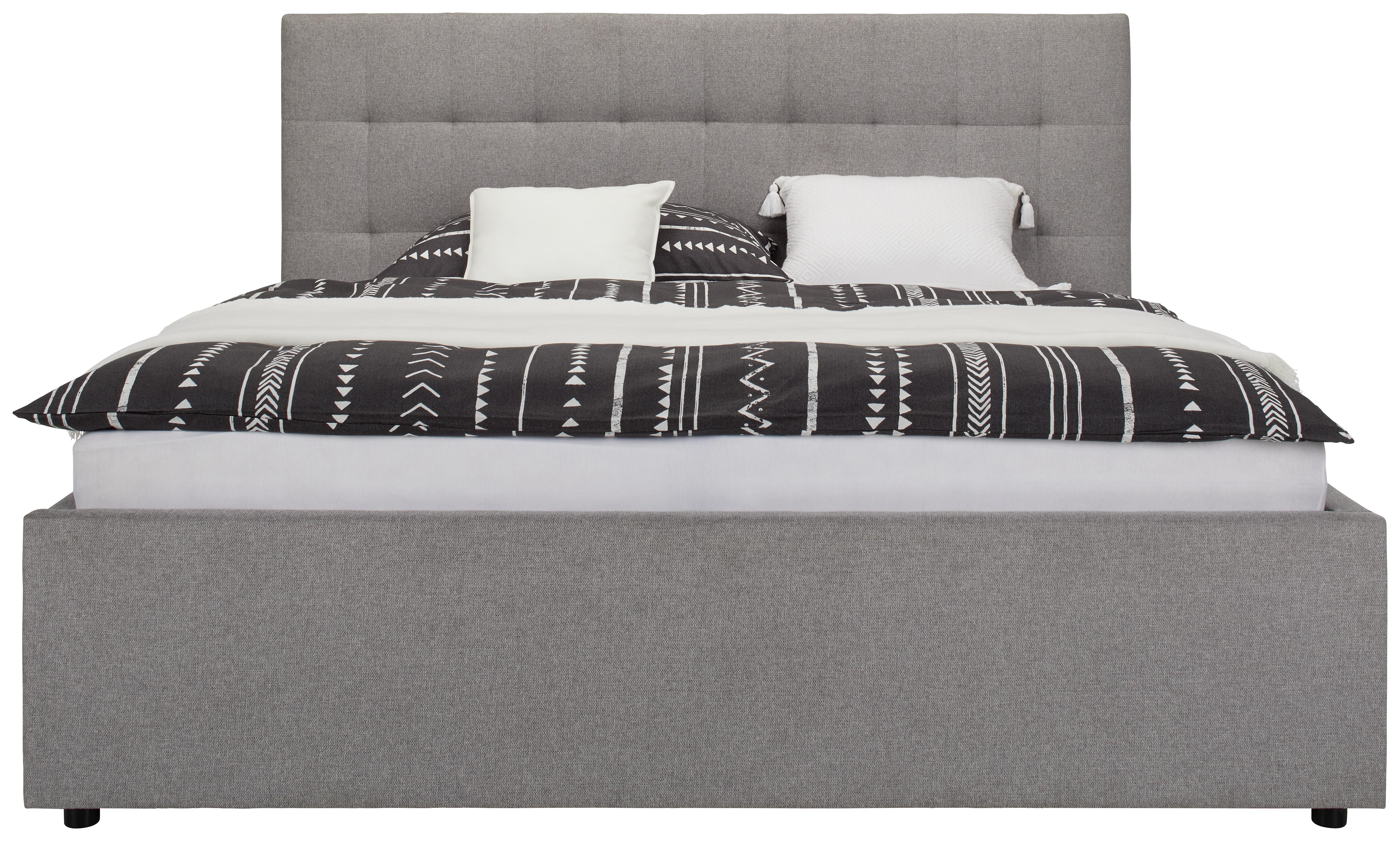 Kárpitozott Ágykeret Monaco - Szürke, konvencionális, Fa/Textil (180/200cm) - Modern Living