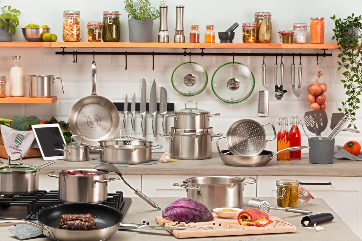 Set de oale Munchen - culoare inox, Design, sticlă/metal - Chefkoch+Fackelmann