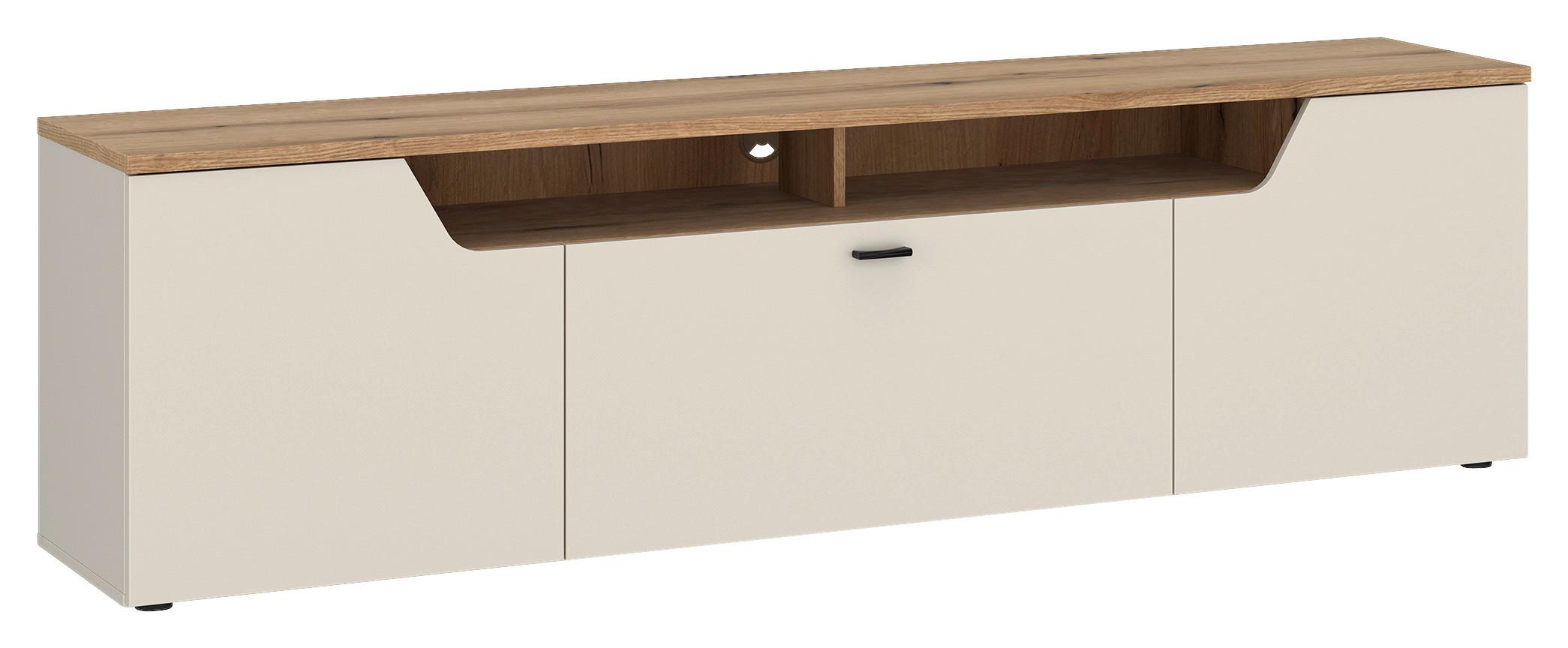 Comodă TV CUT OUT - cașmir/culoare lemn stejar, Modern, material pe bază de lemn (195/56,4/45cm) - Premium Living