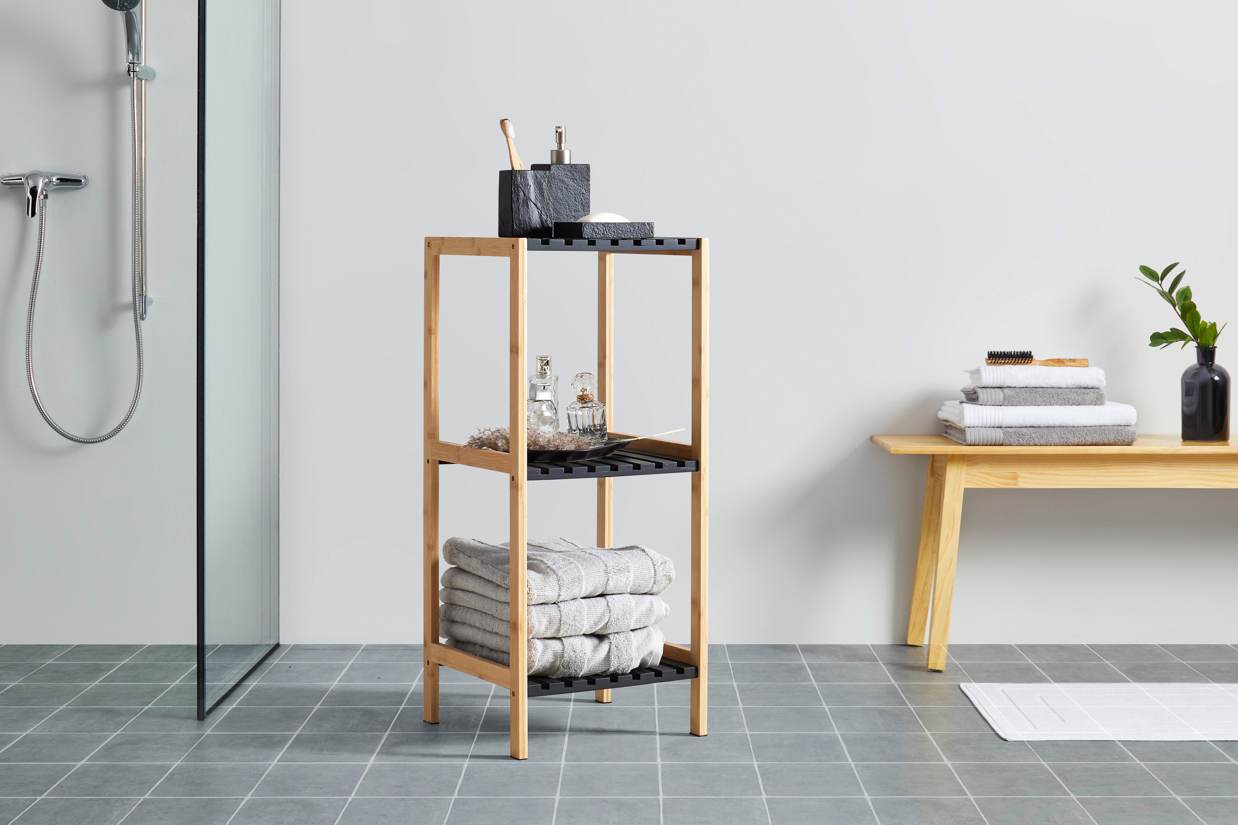 HYLLA ELSA -SB- - svart/naturfärgad, Modern, trämaterial/naturmaterial (34/79/33cm) - Mömax