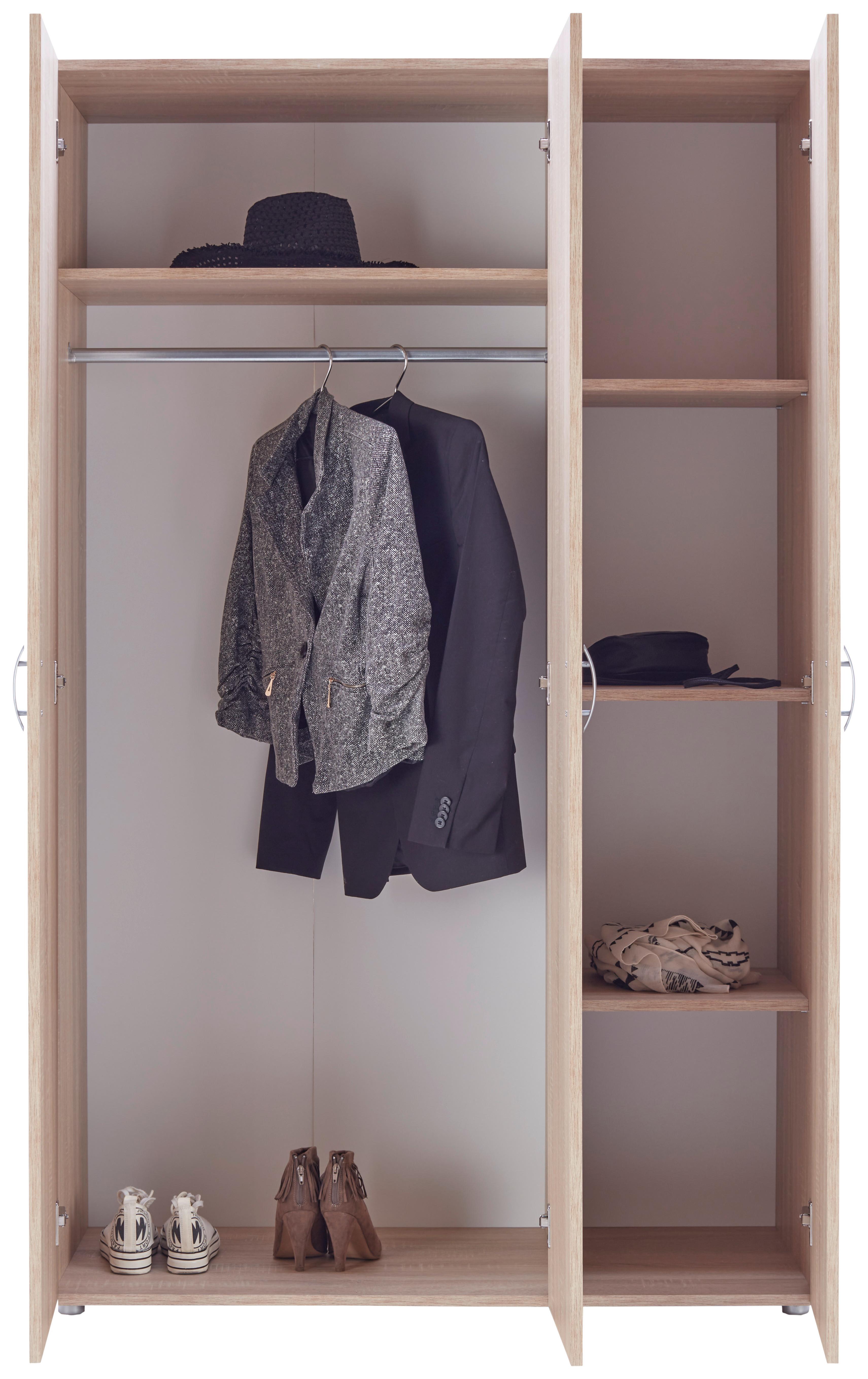 Omara Za Oblačila Basic, Barva Hrasta, Š. 111 Cm - siva/hrast sonoma, Konvencionalno, umetna masa/leseni material (110,7/179/51,9cm) - Mömax