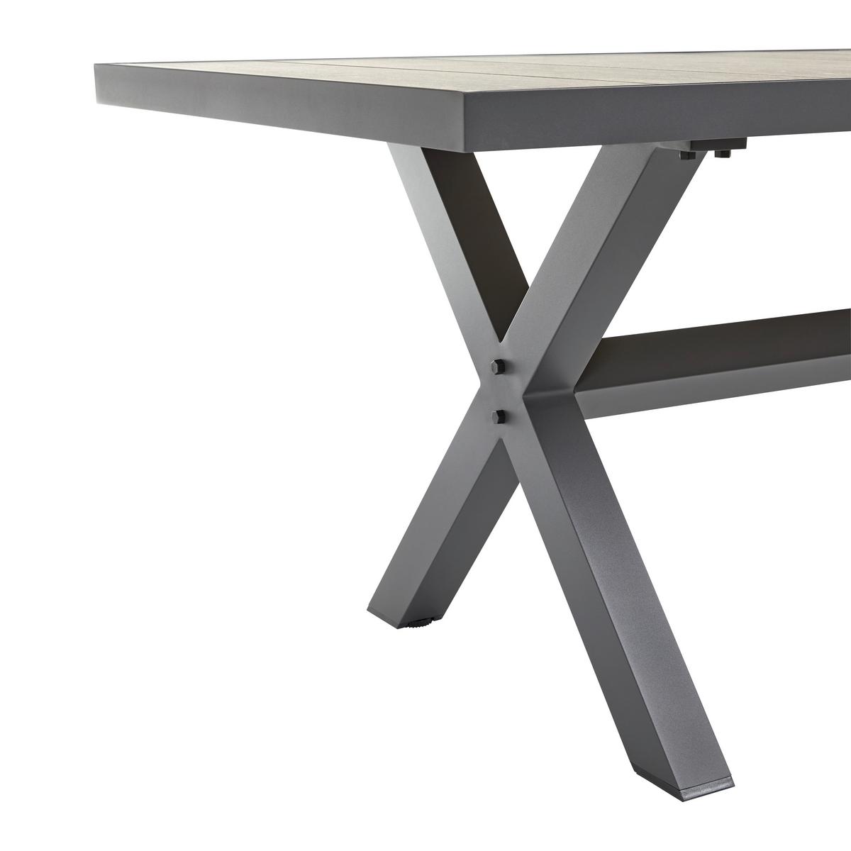 Vrtna Miza Fleur, Temno Siva, Barva Hrasta, 180x90 Cm - temno siva/barve hrasta, Moderno, kovina/keramika (180/75/90,5cm) - Bessagi Garden