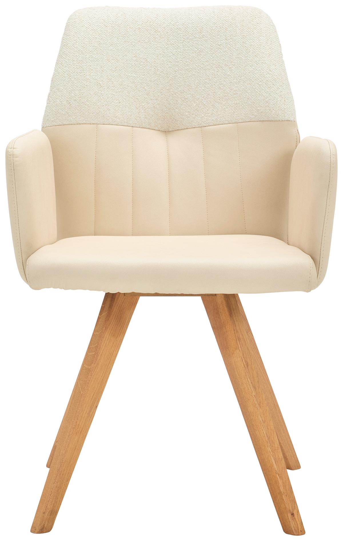KRZESŁO Z PODŁOKIETNIKAMI CORDOBA - beżowy/dąb dziki, Konventionell, tkanina/drewno (57/87/63cm) - Valdera