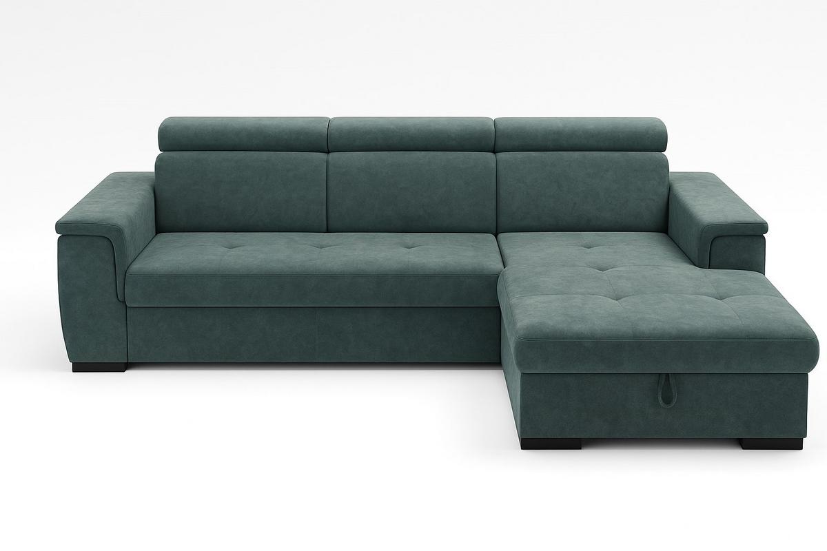 Sarokkanapé Paris - fekete/sötétzöld, Modern, faalapú anyag/textil (275/100/180cm) - Mömax
