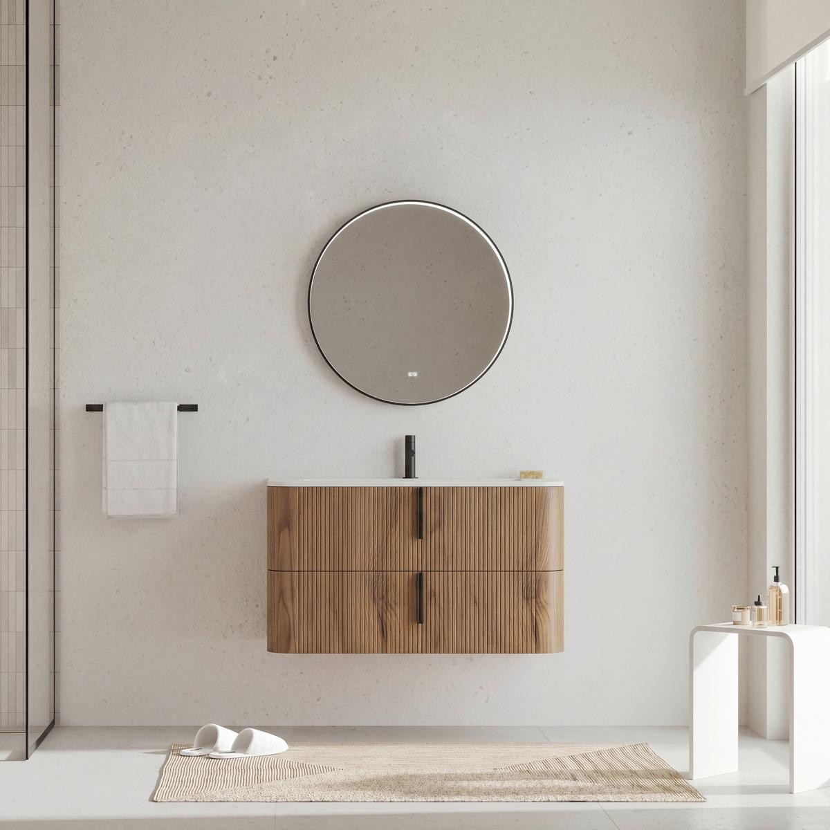 Bază pentru lavoar Lyra - nucă/antracit, Modern, material pe bază de lemn (101/51/46cm)
