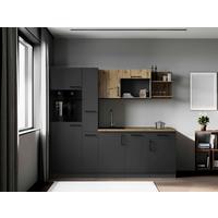 Küchenblock Oliver m. Geräten Grau - Eiche Artisan/Grau, Trend, Holzwerkstoff/Metall (235cm) - Respekta