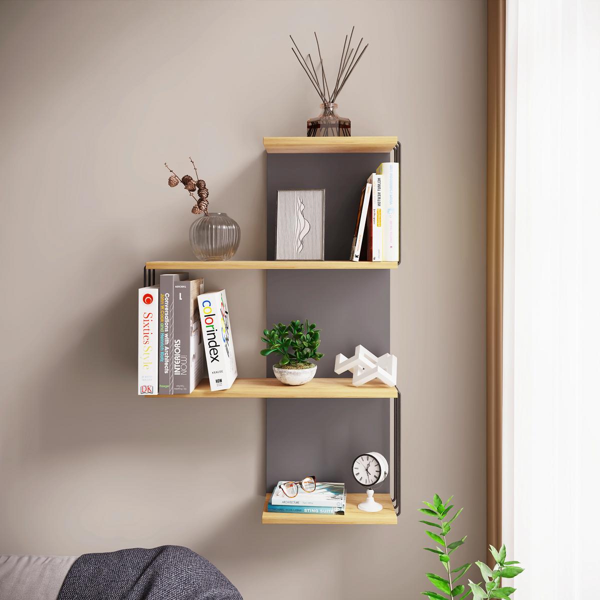 Wandboard Dolira - Eichefarben/Anthrazit, Design, Holzwerkstoff (68/98/19cm) - Livetastic