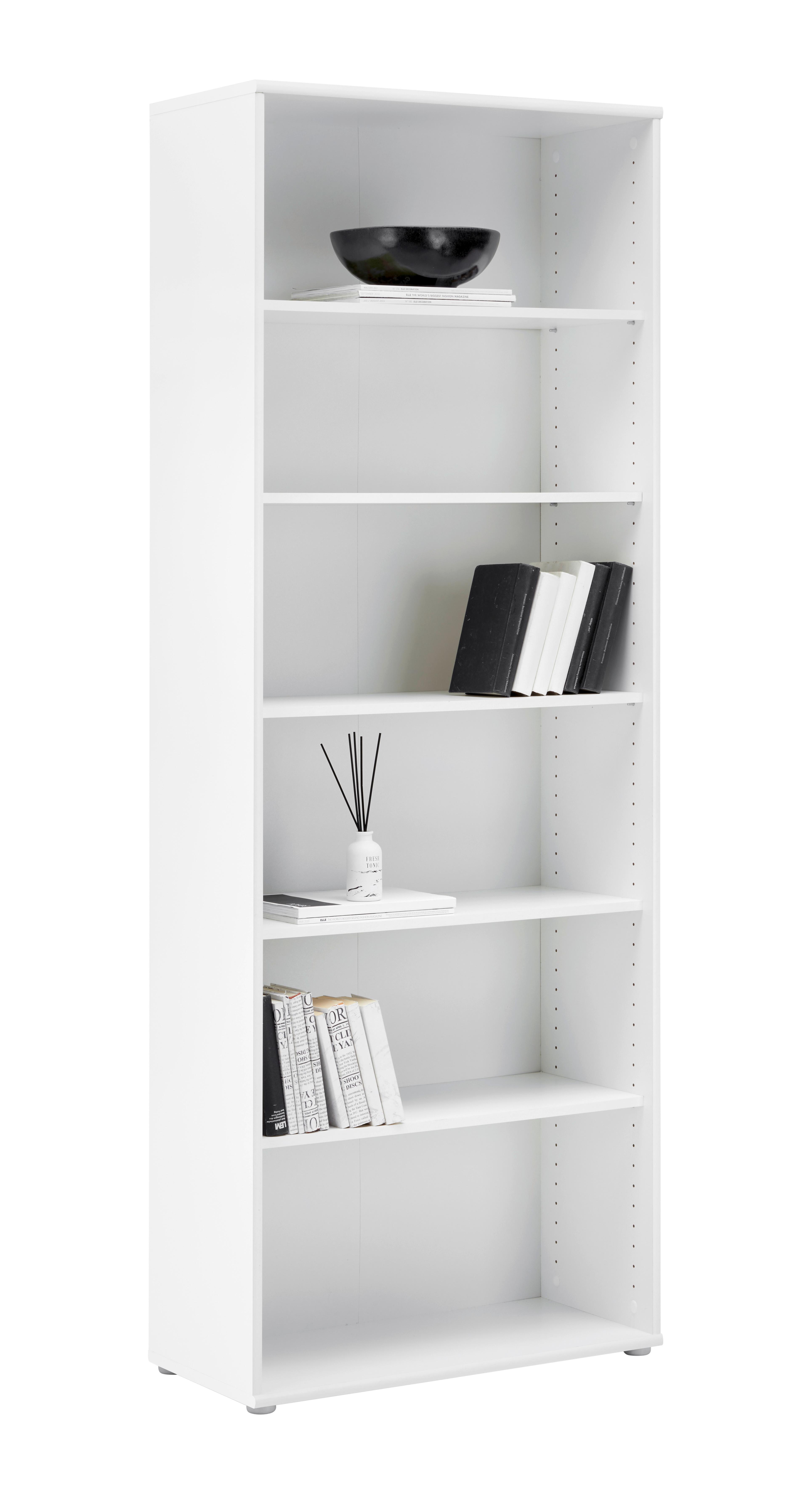 Regal Tempra 2, Bela - bela/barve aluminija, Konvencionalno, leseni material (74/198/35cm) - Mömax