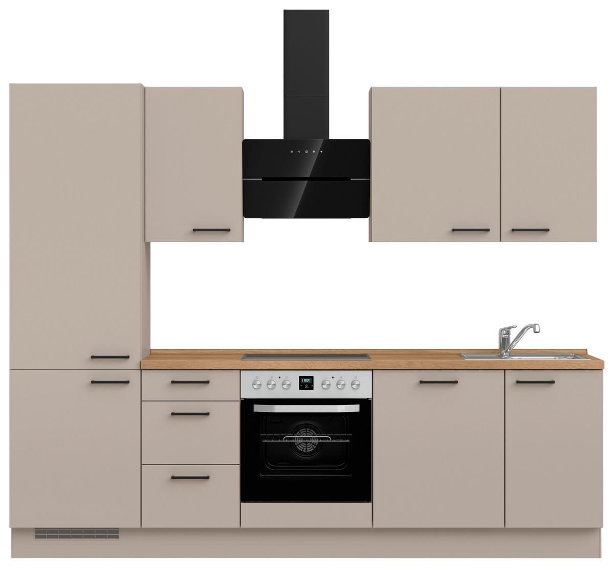 Küchenleerblock Easytouch High o. Geräte Sandfarben - Sandfarben/Eichefarben, MODERN, Holzwerkstoff/Metall (270cm) - Nobilia