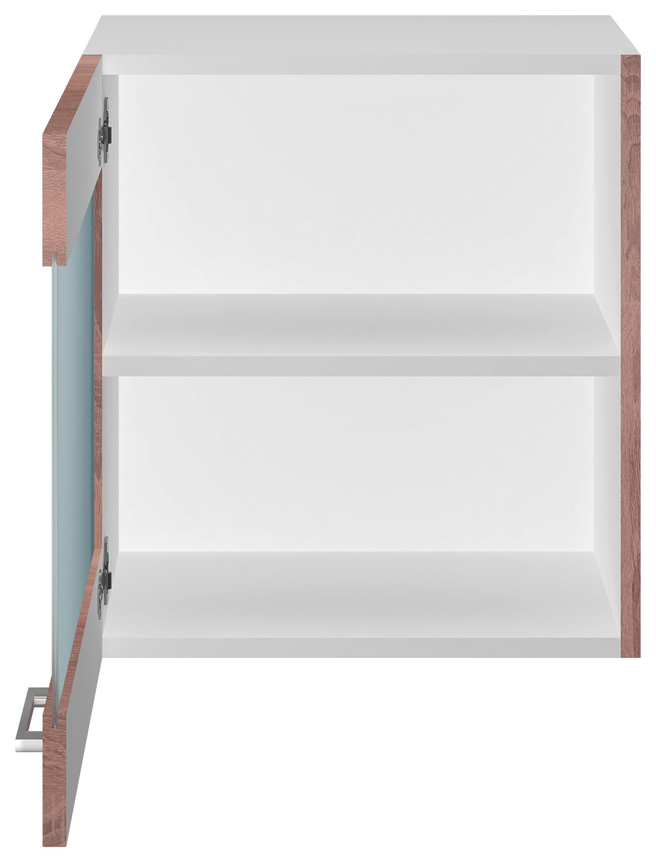 Kuhinjska Zgornja Omarica Samoa, Barva Hrasta - bela/barve aluminija, Konvencionalno, umetna masa/leseni material (50/54,8/32cm)