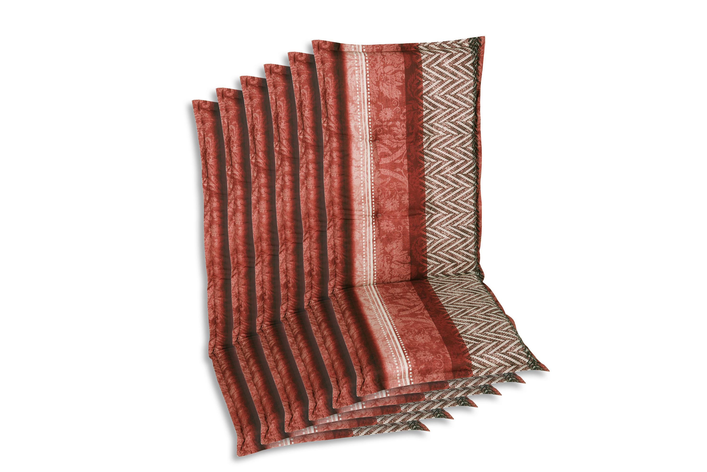 Sesselauflagenset Rot/Schwarz, 6-teilig - Rot/Schwarz, Basics, Textil (50/6/120cm)