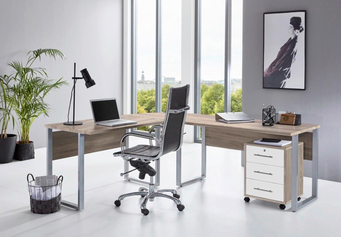 Büro Office Edition Set 1 Weiß/Sonoma Eiche - Weiß/Sonoma Eiche, MODERN, Holzwerkstoff - MID.YOU