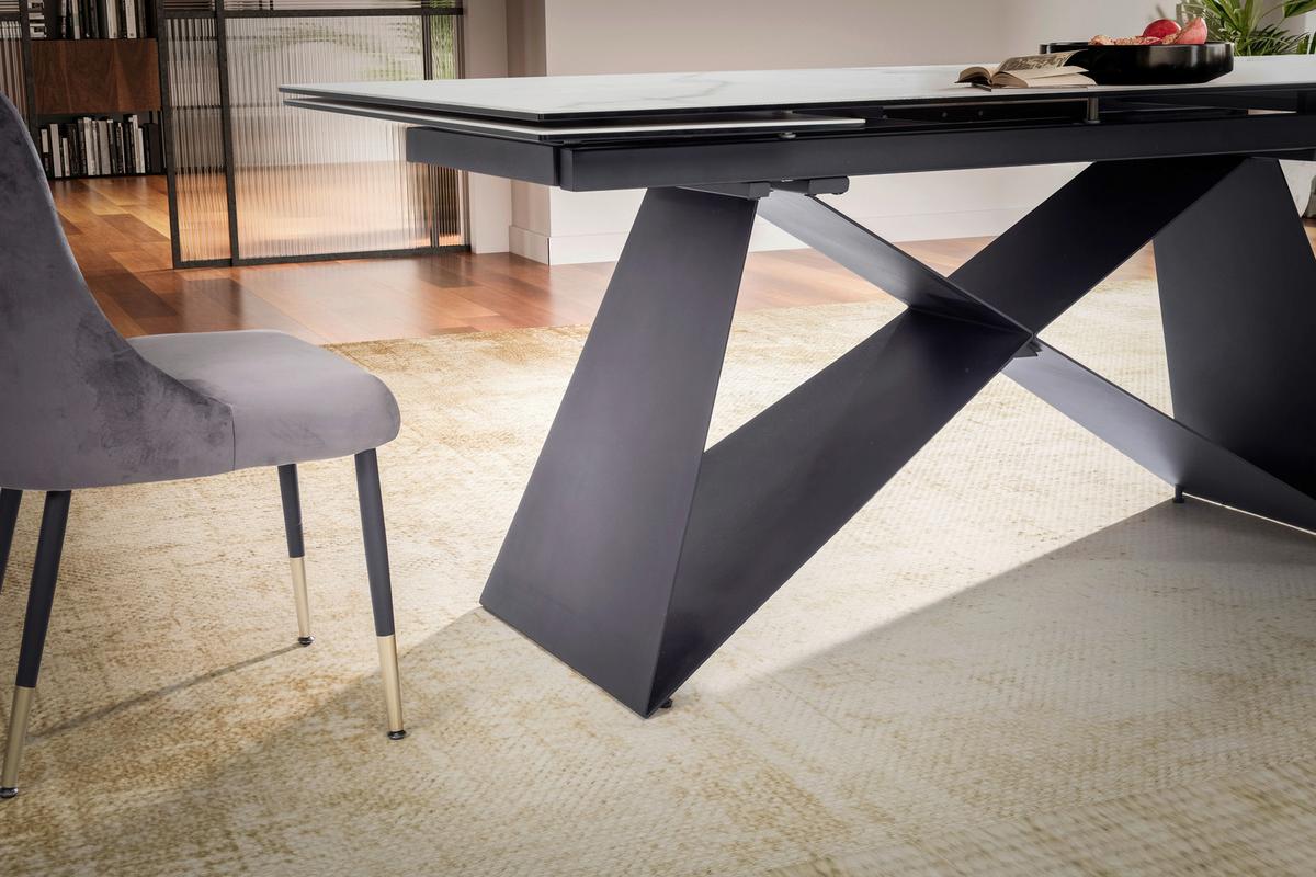 Raztegljiva Jedilna Miza Marble, Keramika, 180-260x95cm - črna/bela, Design, kovina/keramika (180/95/78cm) - MID.YOU