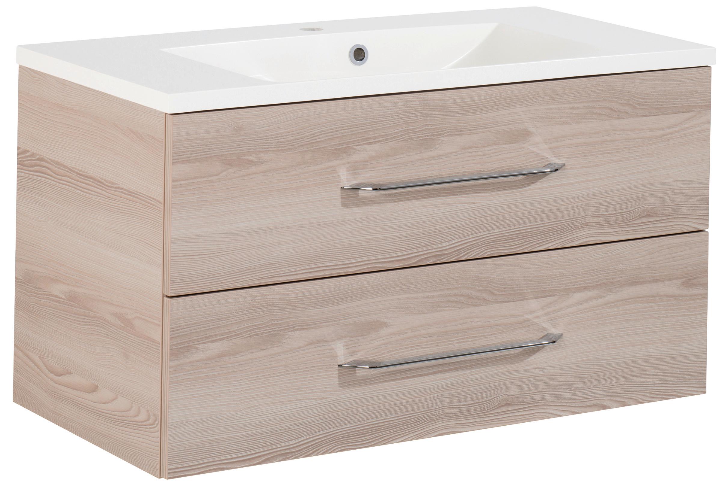 Waschtischkombi "B.Clever" , esche - Eschefarben/Alufarben, MODERN, Holzwerkstoff/Kunststoff (90cm) - MID.YOU