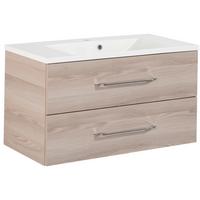 Waschtischkombi "B.Clever" , esche - Eschefarben/Alufarben, MODERN, Holzwerkstoff/Kunststoff (90cm) - MID.YOU