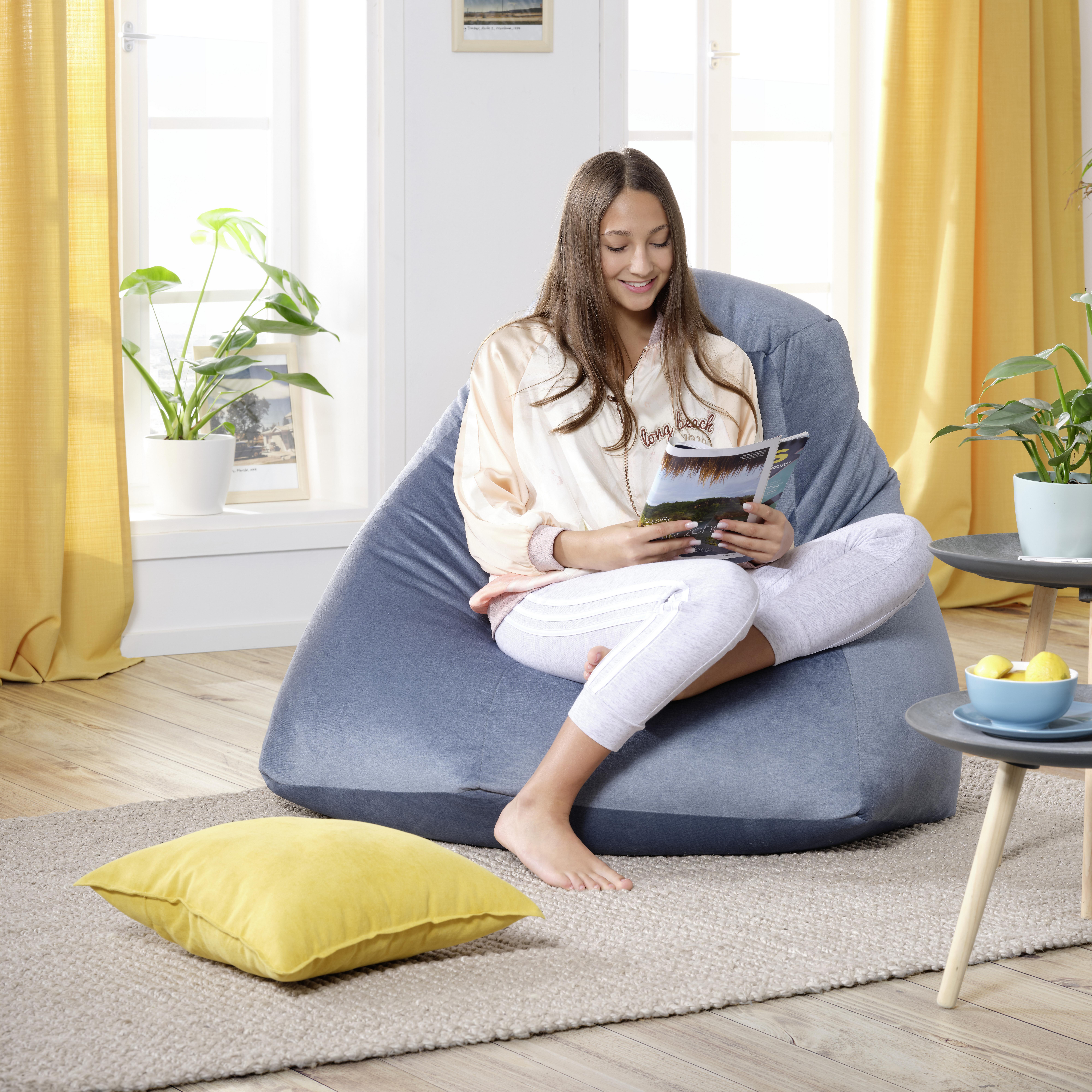 Ülőzsák Verona Samt - türkiz/kék, textil (90/105/90cm) - Best Price