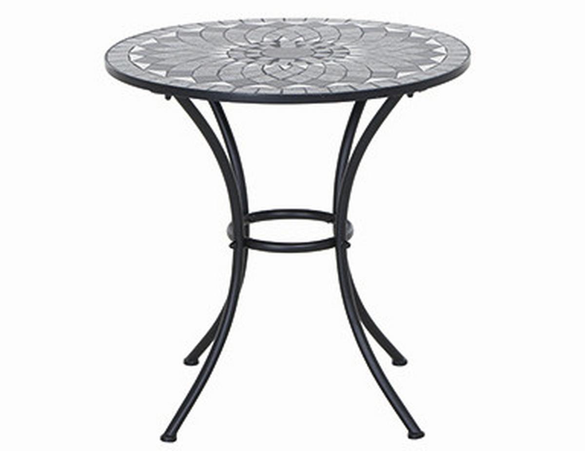 Gartentisch Mosaik ca. 70x71 cm Schwarz - Schwarz, KONVENTIONELL, Keramik/Metall (70/70/71cm) - Siena Garden