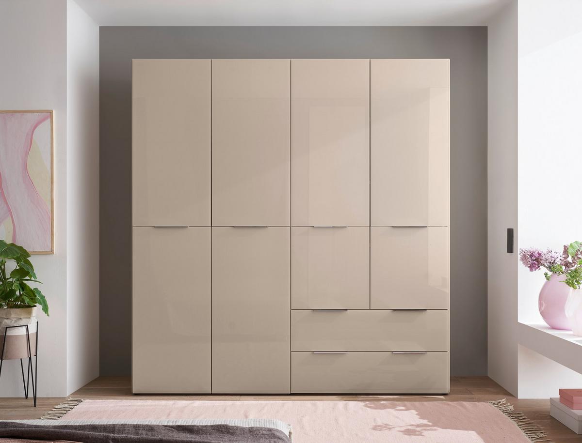 Drehtürenschrank Siena Kaschmirfarben - Kaschmir/Chromfarben, KONVENTIONELL, Glas/Holzwerkstoff (200/212/57cm) - Premium Living
