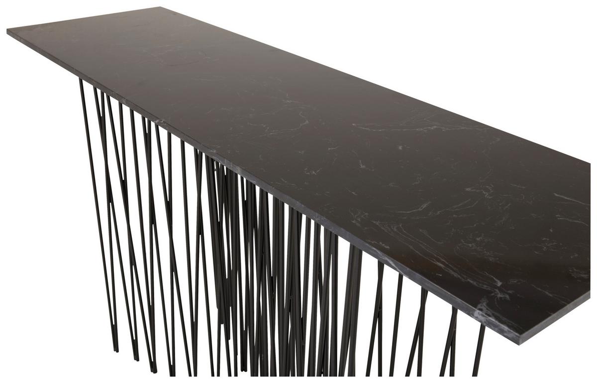 BEISTELLTISCH STONE - Schwarz, Design, Glas/Metall (130/37/74cm) - Livetastic