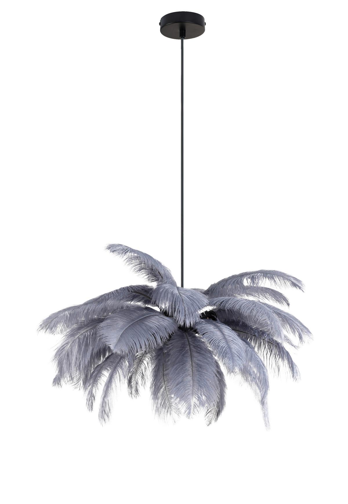 Hängeleuchte Fedi Grau/Schwarz max. 3 Watt - Schwarz/Grau, MODERN, Textil/Metall (55/120cm)