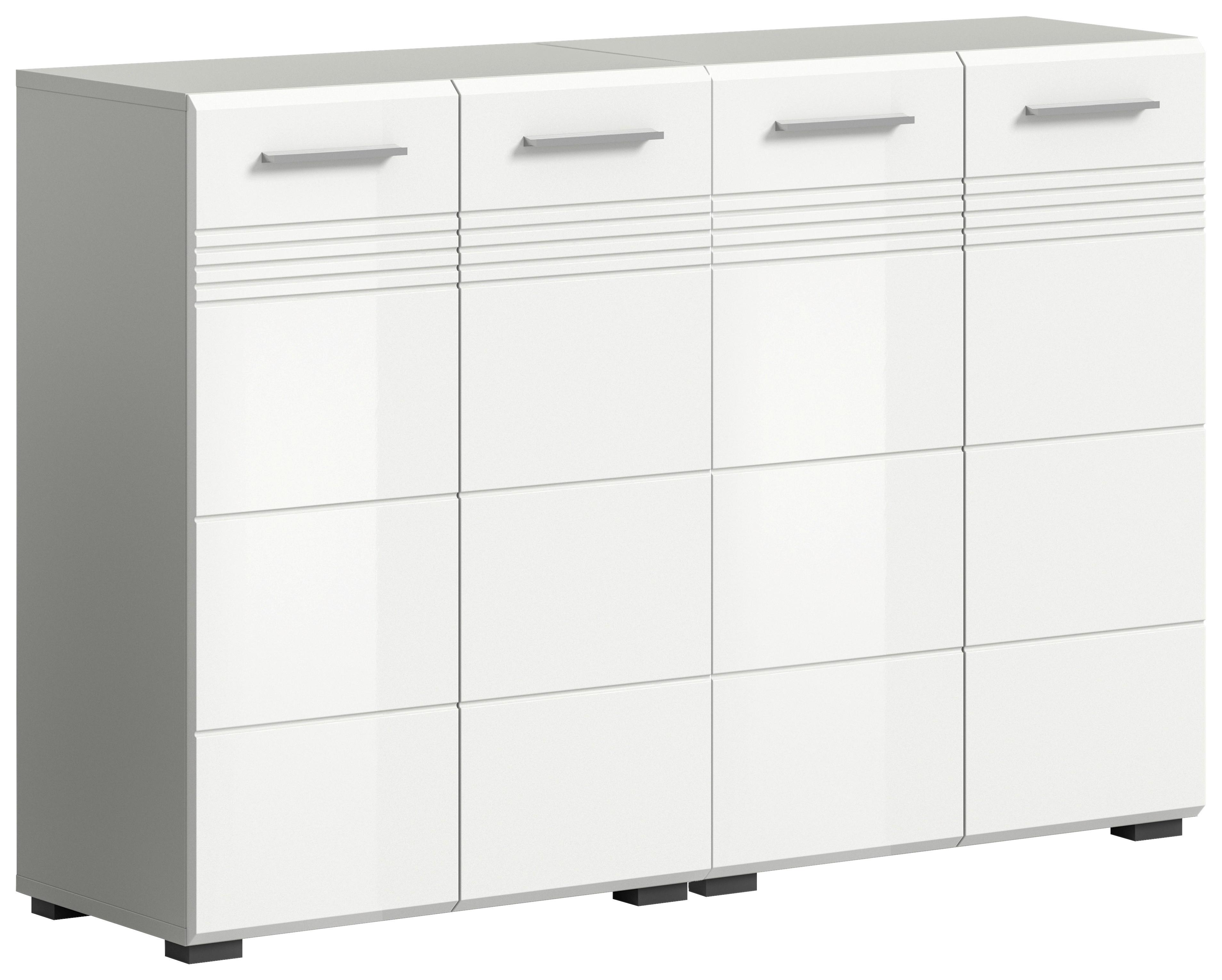 Midischrank COPA Grau/ Weiß Hochglanz ca.120x80x30cm - Chromfarben/Weiß Hochglanz, MODERN, Holzwerkstoff/Kunststoff (120/80/30cm) - MID.YOU