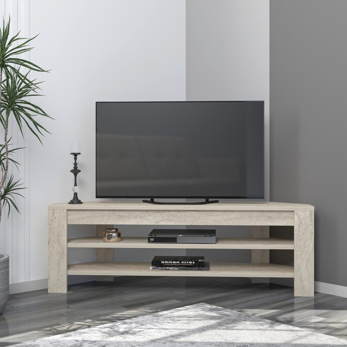 Tv-element Corner Tv Schrank - Creme, Design, Holz (30/40/120cm) - Livetastic