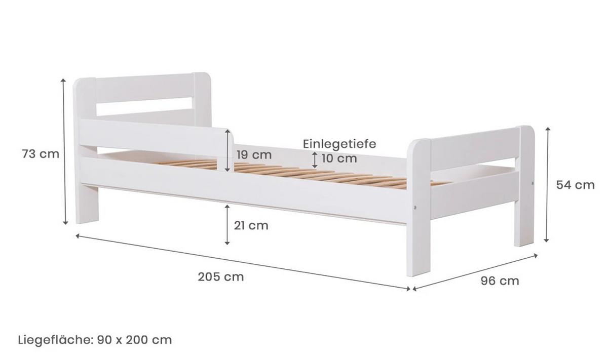 Bett Bennet mit Ausziehbett ca. 90x200 cm Hellgrau - Hellgrau, MODERN, Holz (90/200cm) - Livetastic