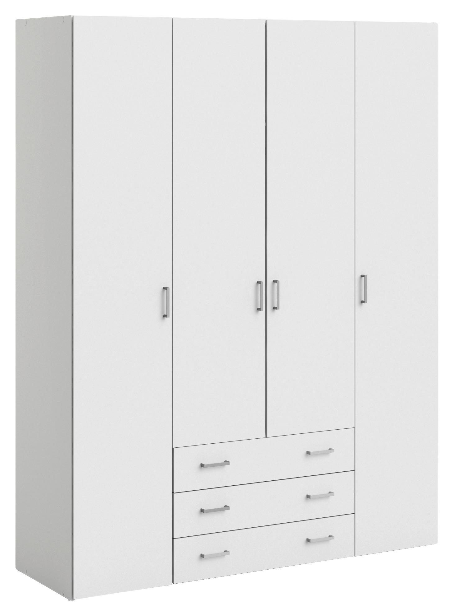 Omara Za Oblačila Space, Bela - srebrne barve/bela, Basics, kovina/leseni material (154/200,4/49,5cm) - P & B