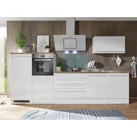 Küchenblock Premium m. Geräten Weiß/Eiche B: ca. 320cm - Eichefarben/Weiß, Basics, Holzwerkstoff (320cm) - Respekta