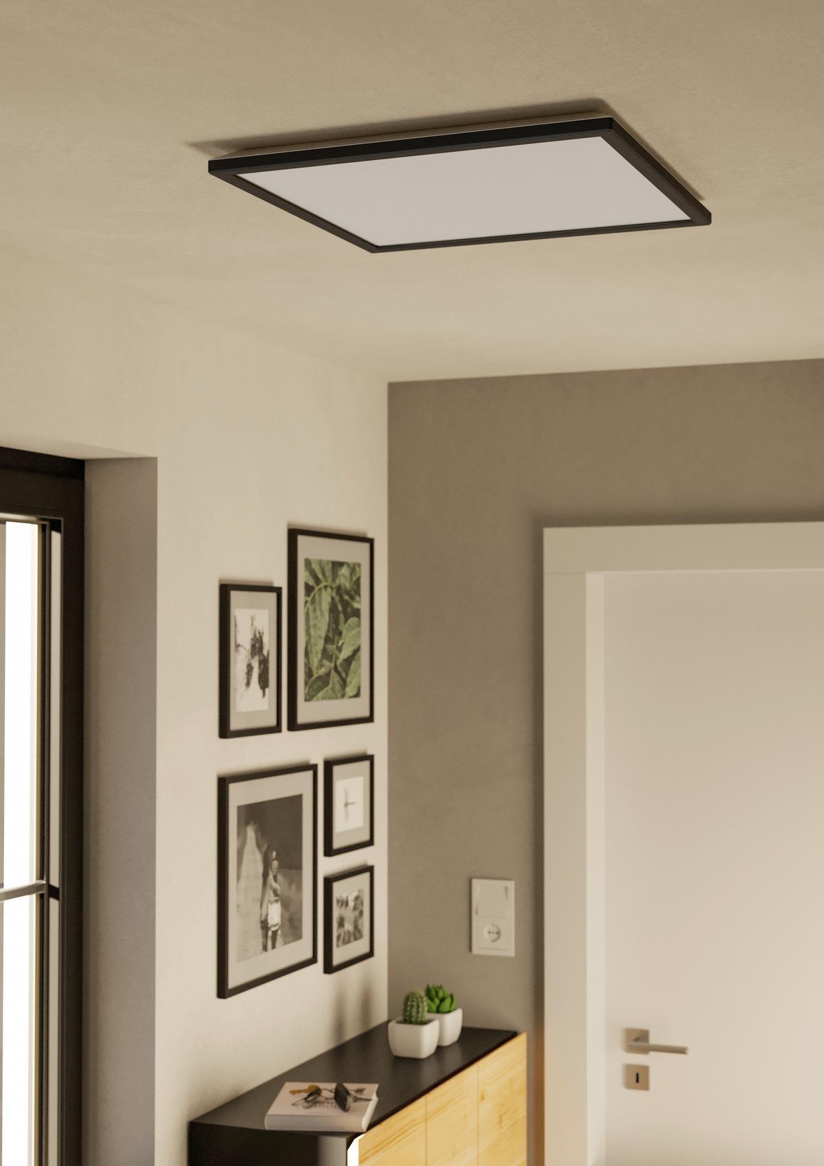 ŁAZIENKOWA LAMPA SUFITOWA 780902 CURITIBA - czarny/biały, Basics, tworzywo sztuczne (50/50/2,5cm) - Celina