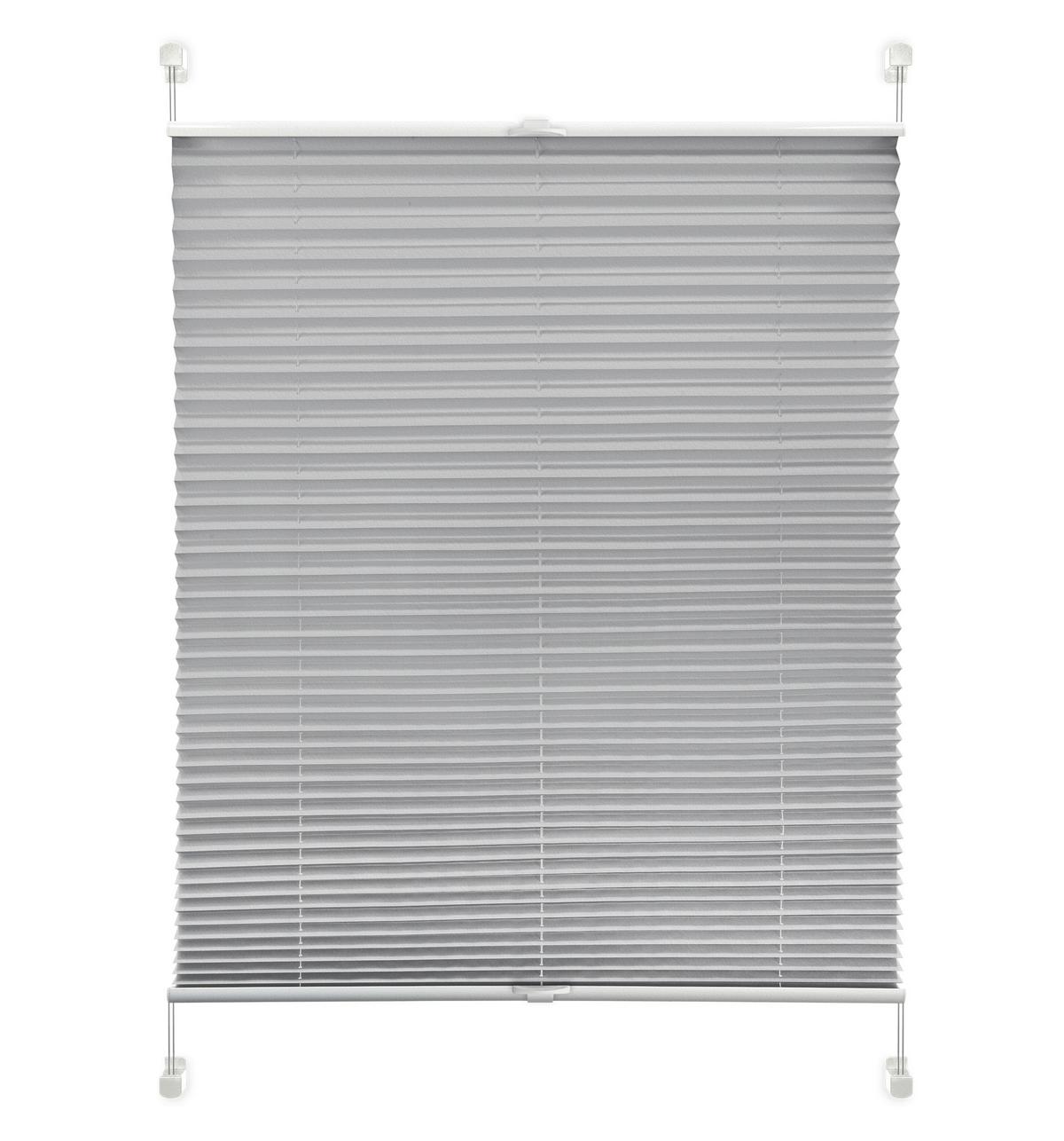 Plissee Solid Crash Silber ca. 60x130cm - Grau, Basics, Textil (60/130cm)