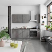Küchenblock Riva Low m. Geräten Schieferfarben - Schieferfarben/Edelstahlfarben, MODERN, Holzwerkstoff/Metall (240cm) - Nobilia