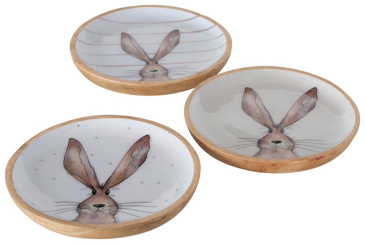 Dekor Tányér Harry - natúr színű/fehér, Basics, fa (22/2,5cm)