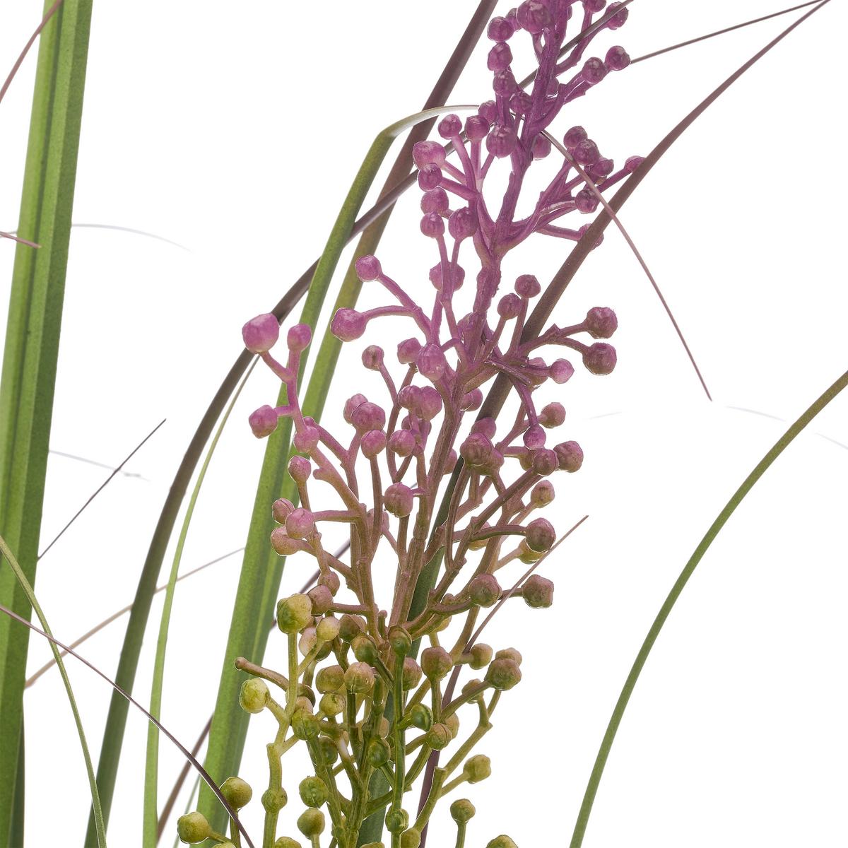 Grasbündel Blossom I Grün/Lila ca. 100cm - Lila/Grün, Basics, Kunststoff/Metall (100cm) - Mömax