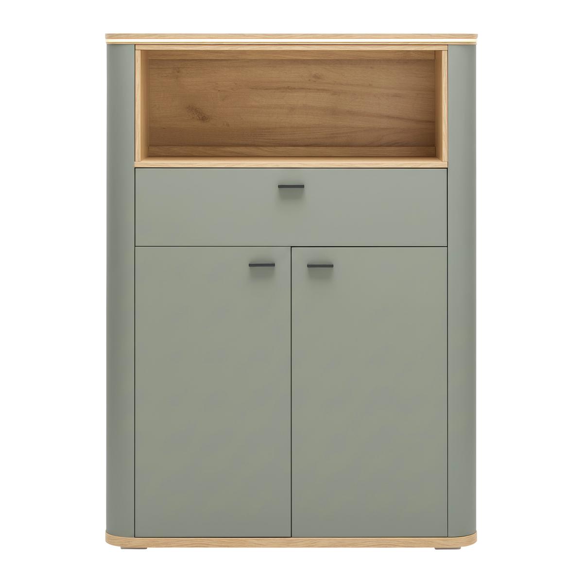 Highboard Lagos Salbeigrün/Eiche Artisan - Salbeigrün/Anthrazit, MODERN, Holzwerkstoff/Kunststoff (109,2/148,3/37,5cm) - Premium Living