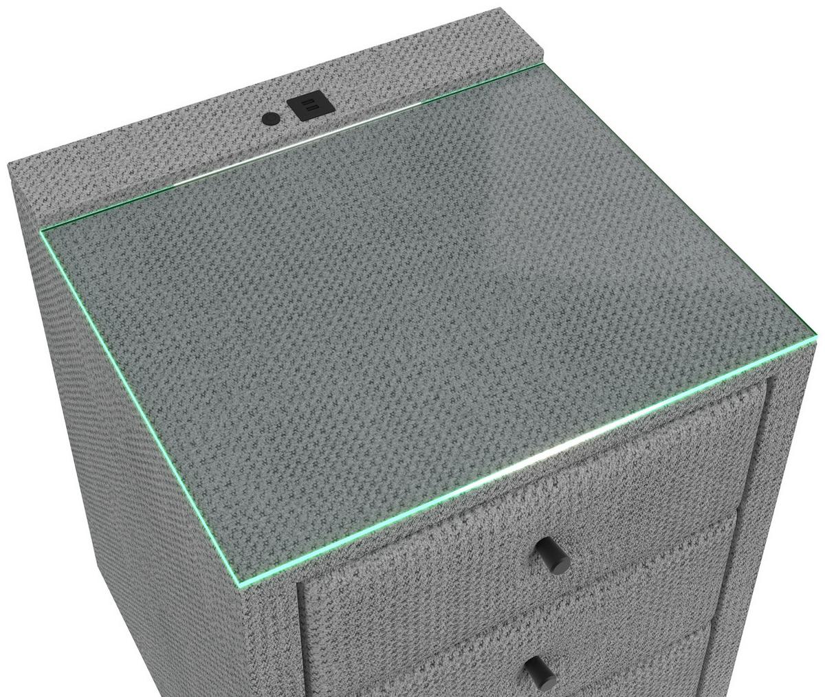 Noćni Ormarić Brisbane I - svijetlo siva, Trend, staklo/drvni materijal (49,5/56,5/46cm) - Premium Living