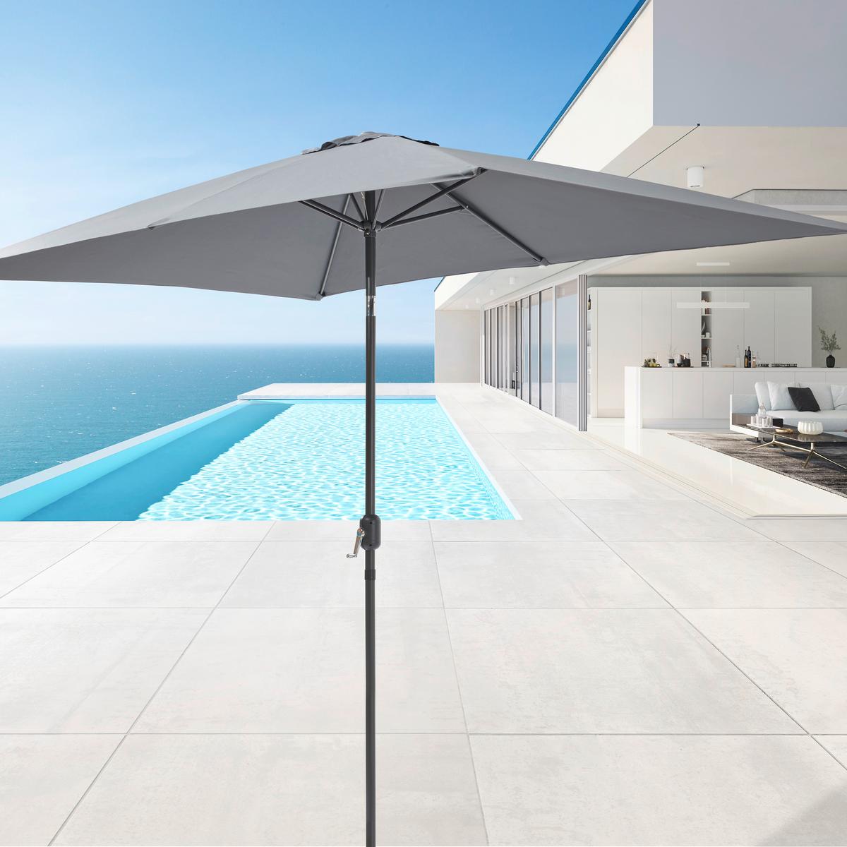 Sonnenschirm Picolo Anthrazit mit Knickgelenk - Anthrazit/Alufarben, Kunststoff/Textil (300/245/200cm) - Mömax