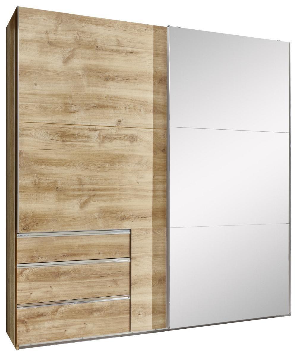 Ormar S Kliznim Vratima Level - boje hrasta/boje kroma, Moderno, staklo/drvni materijal (250/216/65cm) - Modern Living