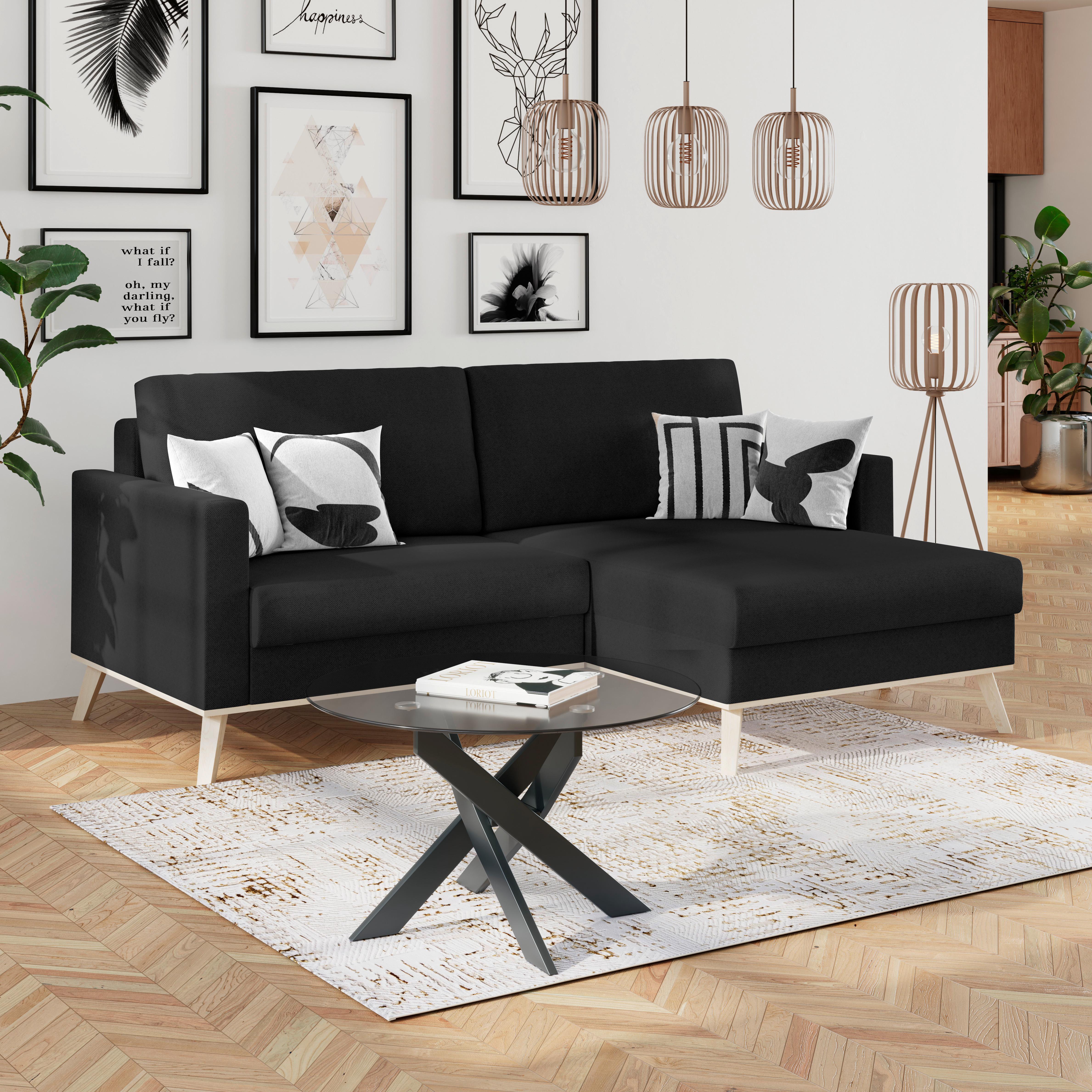 Kutna Garnitura Carini - boje hrasta/crna, Basics, tekstil/drvo (222/152cm) - Modern Living