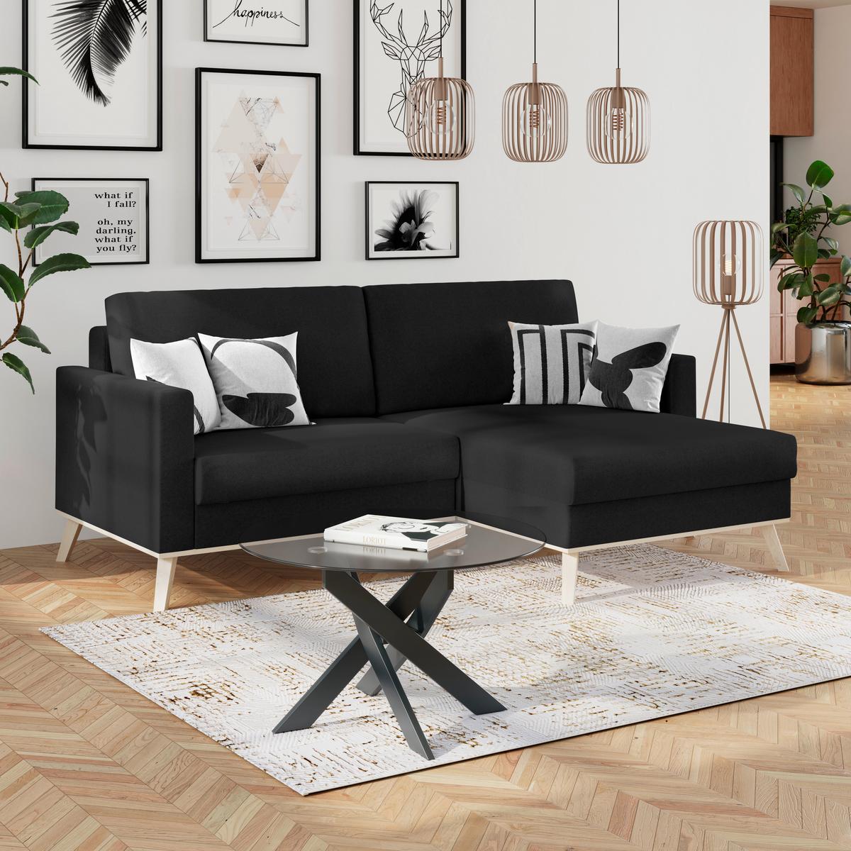Kutna Garnitura Carini - boje hrasta/crna, Basics, tekstil/drvo (222/152cm) - Modern Living